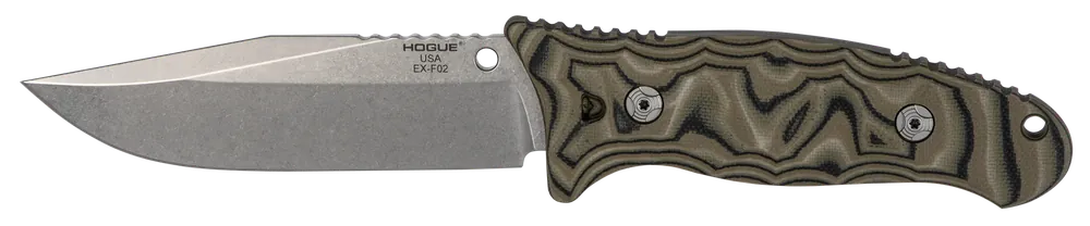 Hogue EX-F02 4.5" Fixed Blade Knife with Green G10 Handle