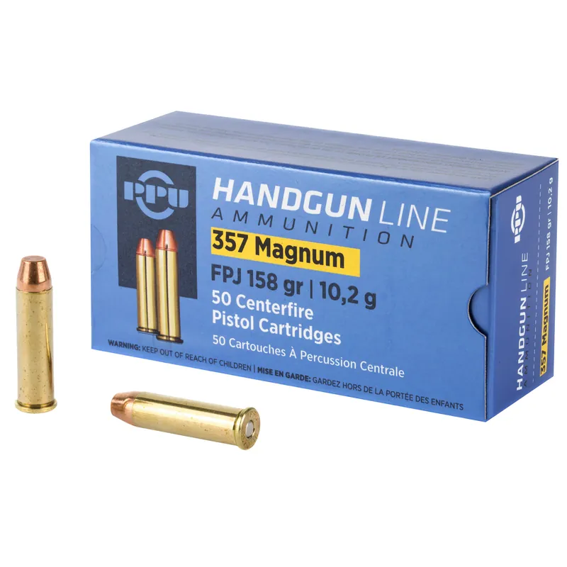 PPU 357 Magnum Full Profile Jacket 158 Grain Ammunition - 50 Rounds per Box, 500 Rounds per Case