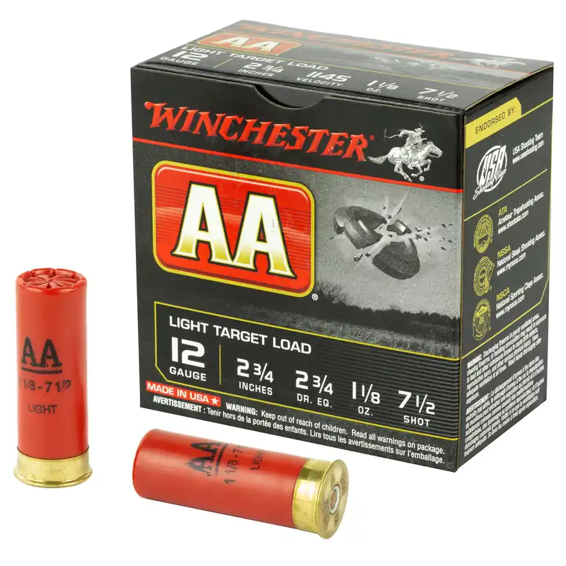 Winchester AA Target 12 Gauge 2.75" #7.5 Shotgun Shells - 25 Rounds per Box, 250 Rounds per Case