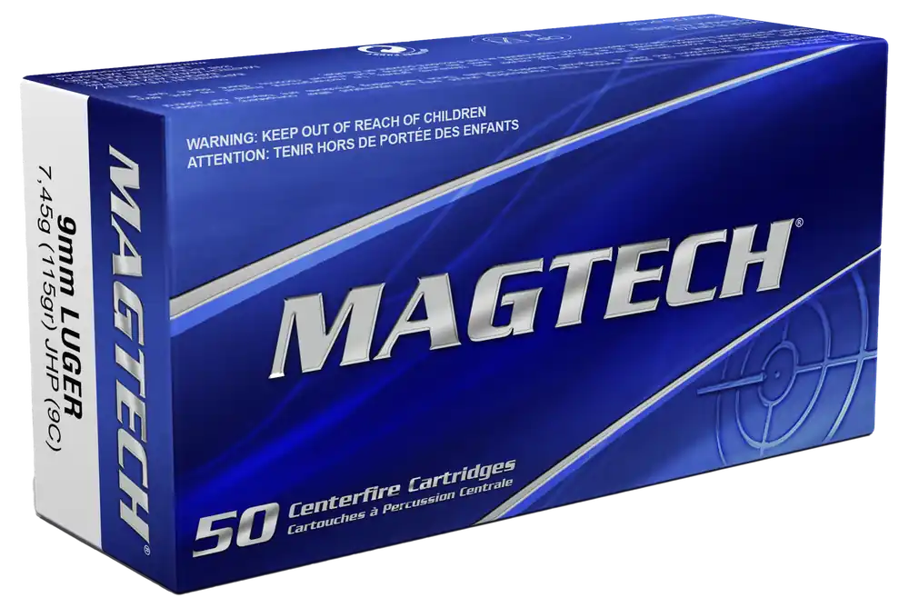 Magtech 9mm Luger 115gr JHP Range/Training Ammo - 50 Rounds/Box, 20 Boxes/Case