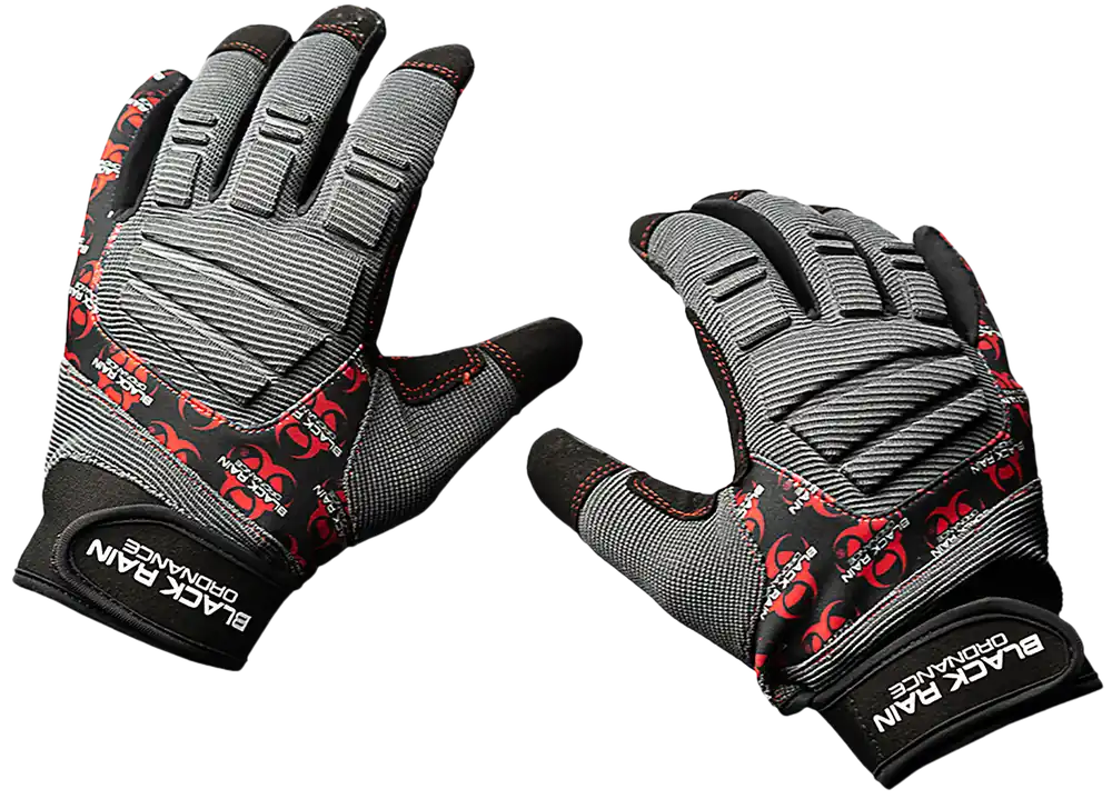Black Rain Ordnance Tactical Gloves 2XL - Black/Gray/Red with Velcro