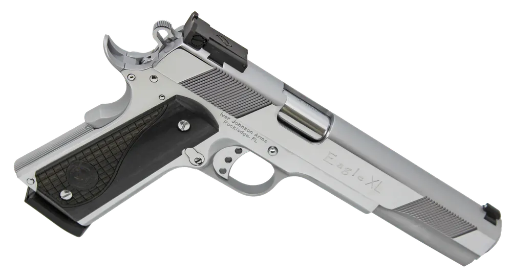 Iver Johnson Eagle XL 45 ACP Pistol - Chrome Finish, Walnut Grip