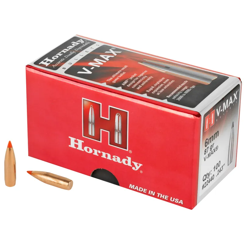Hornady V-MAX 6mm .243 87 Grain 100 Count Bullets