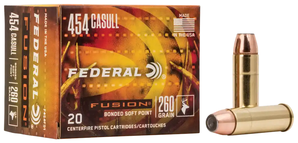 Federal Fusion 454 Casull 260gr Soft Point Handgun Ammo - 20 Rounds