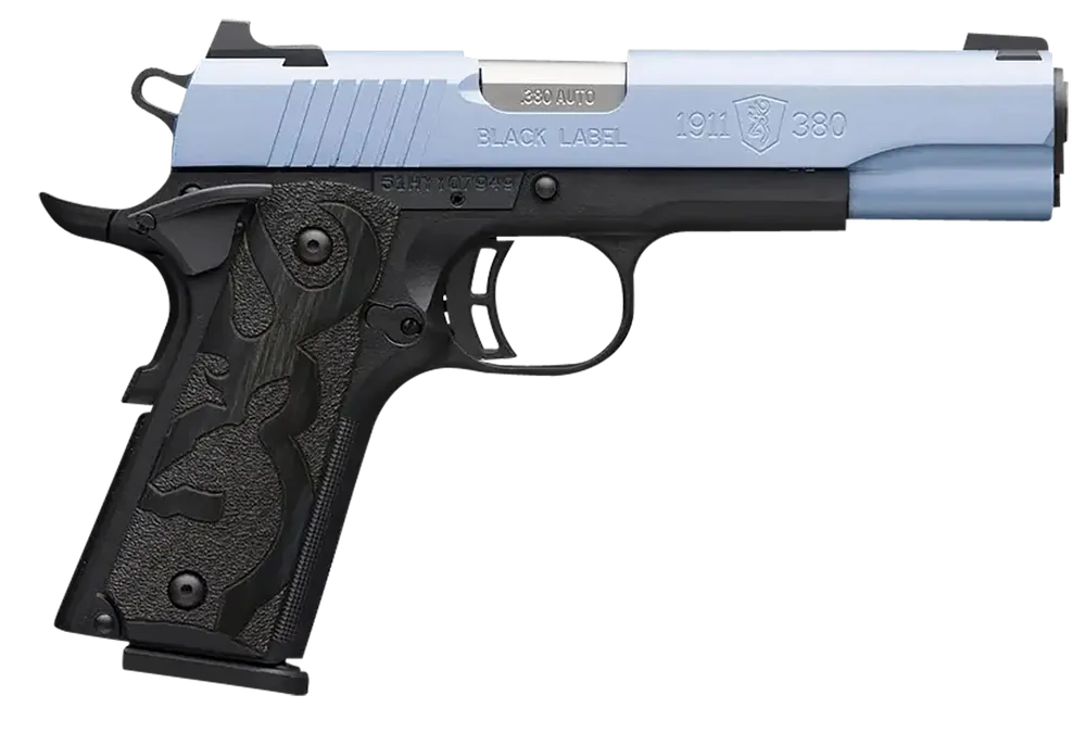 Browning 1911-380 Black Label Full Size - Polar Blue Cerakote Slide, Matte Black Frame