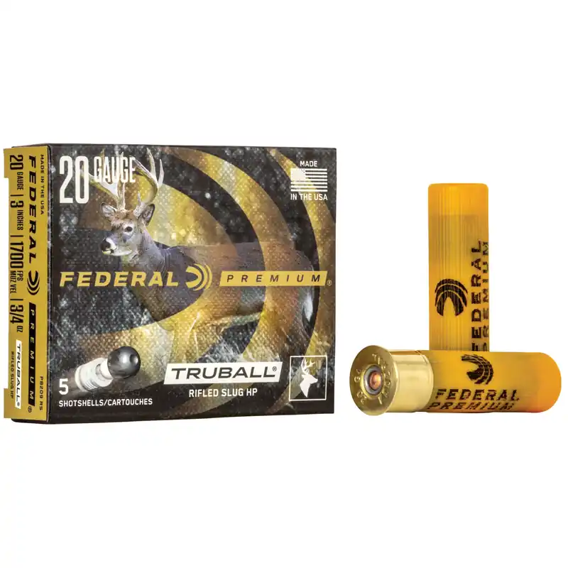 Federal Vital-Shok 20 Gauge 3" TruBall Slug HP 5 Rounds/250 Rounds Case