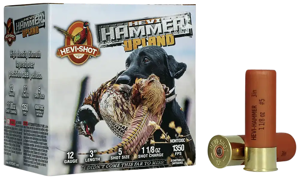 HEVI-Shot HS29125 HEVI-Hammer Upland 12 Gauge 3" 1 1/8oz Steel/Bismuth #5 Shot 25 Rounds/Box, 10 Boxes/Case