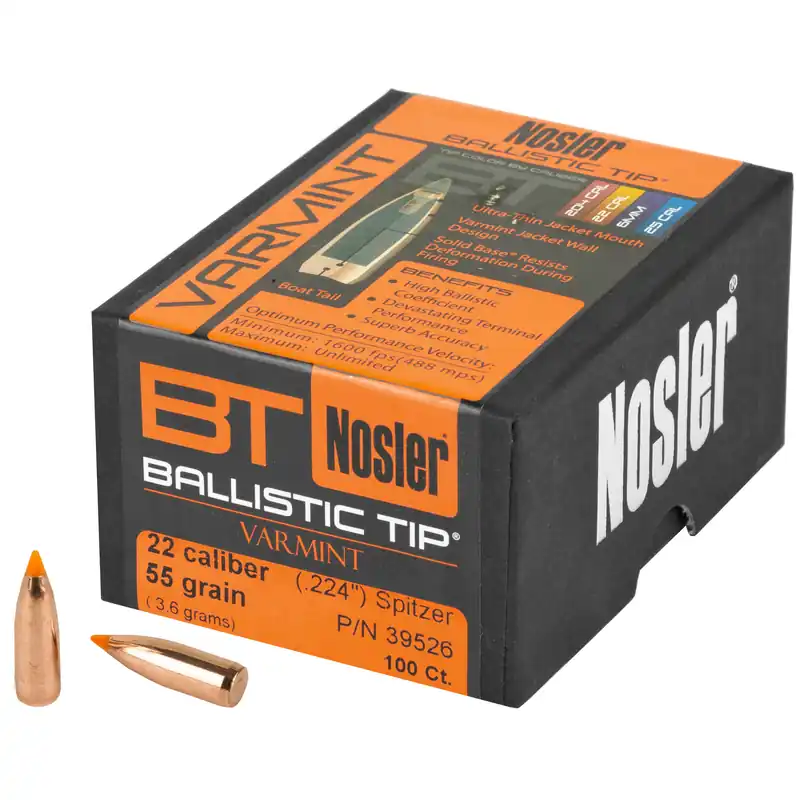 Nosler .22 Caliber 55 Grain Bullets - 100 Count