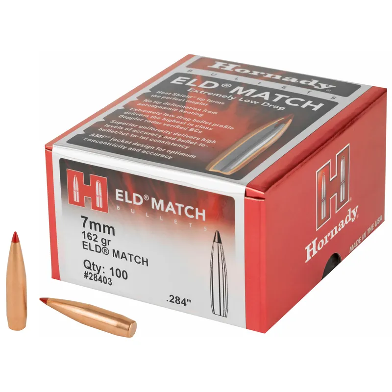 Hornady ELD Match 7mm .284 162 Grain Bullets - 100 Count