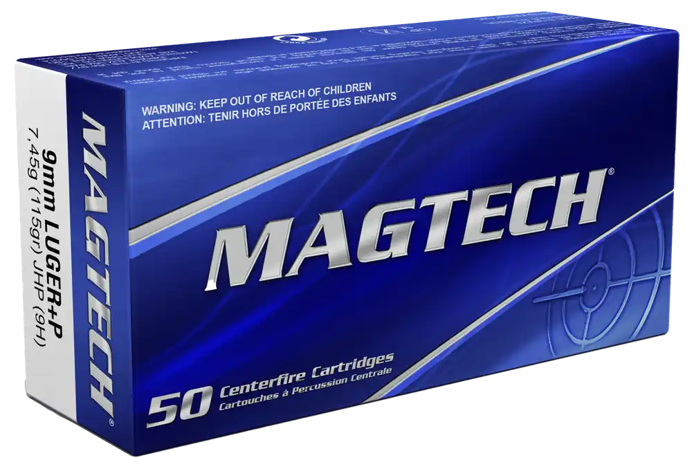 Magtech 9mm Luger +P+ 115gr JHP Ammo - 50 Rounds per Box, 20 Boxes per Case