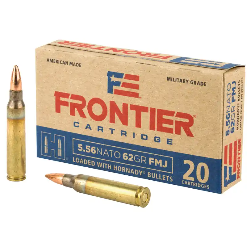 FRONTIER 5.56 NATO 62 Grain FMJ Ammunition - 20 Rounds/500 Rounds Box