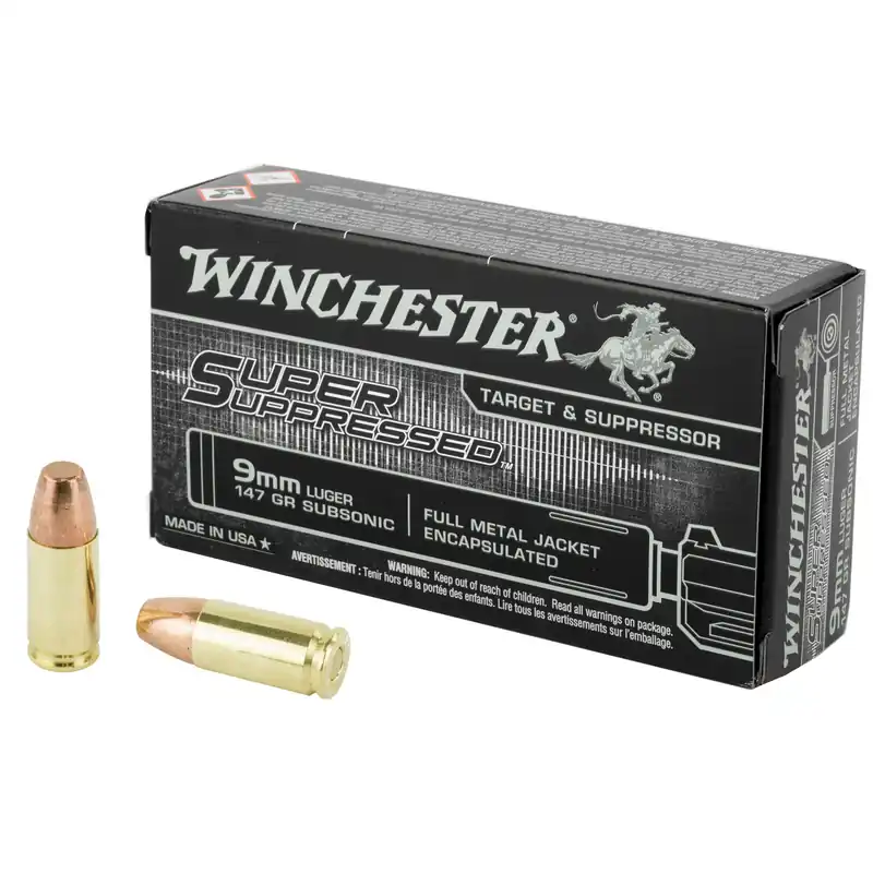 Winchester Super Suppressed 9mm 147 Grain FMJ 50 Rounds/500 Rounds