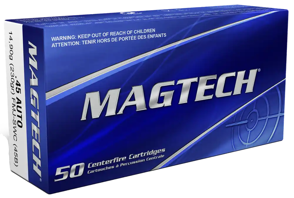 Magtech 45ACP 230gr FMJ SWC Ammo - 50 Rounds per Box, 20 Boxes per Case