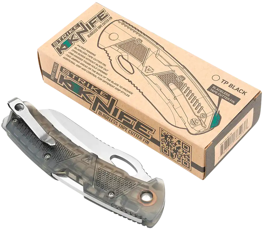 Strike Industries K1TP K1 Folding Knife with 3.51" AUS-8A Blade and Smoke Textured Handle