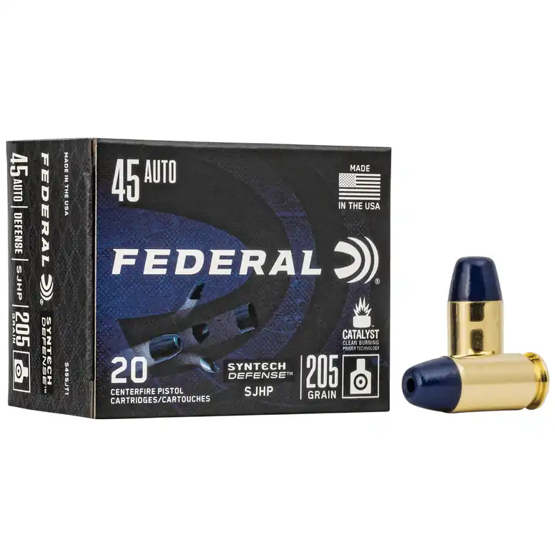 Federal Syntech Defense .45 ACP 205 Grain SJHP Ammunition - 20 Rounds/200 Rounds