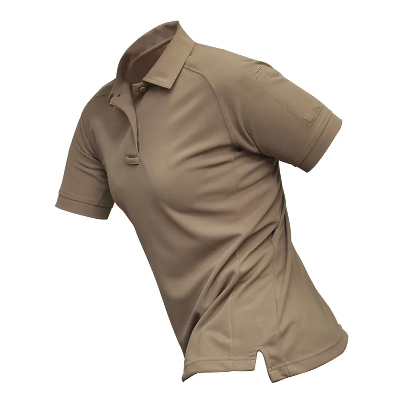 VERTX Coldblack Women's Short Sleeve Polo, Tan, Extra Small