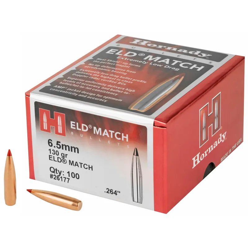 Hornady ELD Match 6.5mm .264 130 Grain Bullets - 100 Count