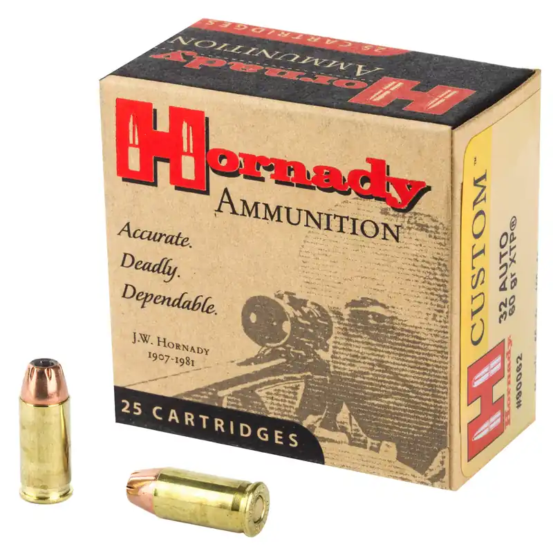 Hornady 32 ACP 60 Grain JHP/XTP Ammunition - 25 Rounds per Box, 250 Rounds per Case