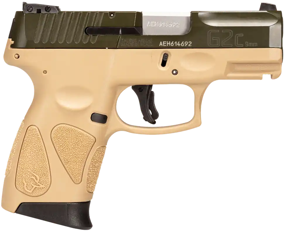 Taurus G2C 9mm Compact Pistol, Moss Green/Coyote Tan, 12+1 Capacity, 3.26" Barrel