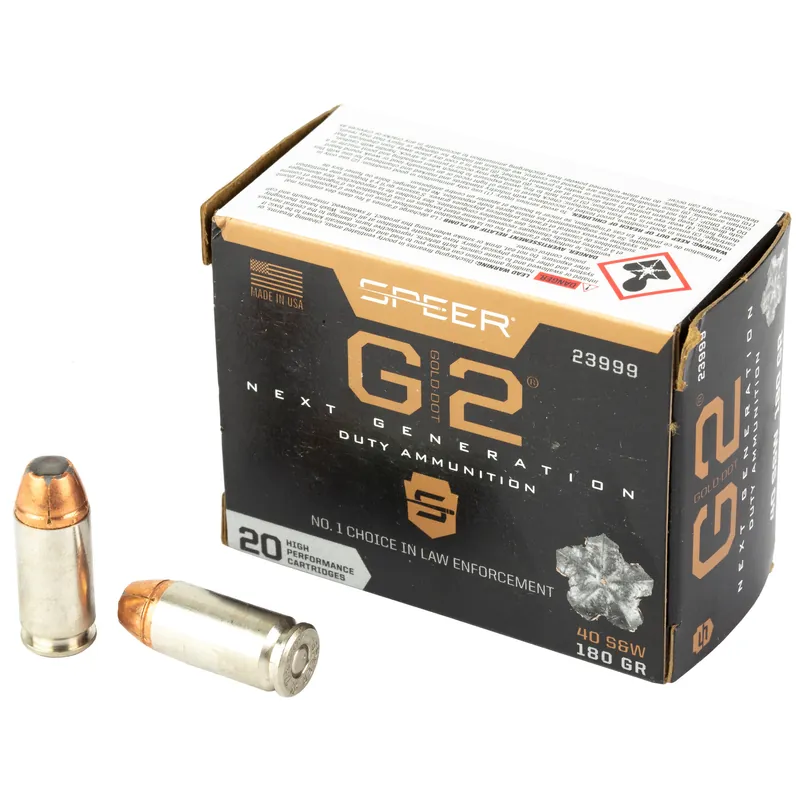 Gold Dot G2 40 S&W 180 Grain Ammunition - 20 Rounds per Box, 200 Rounds per Case