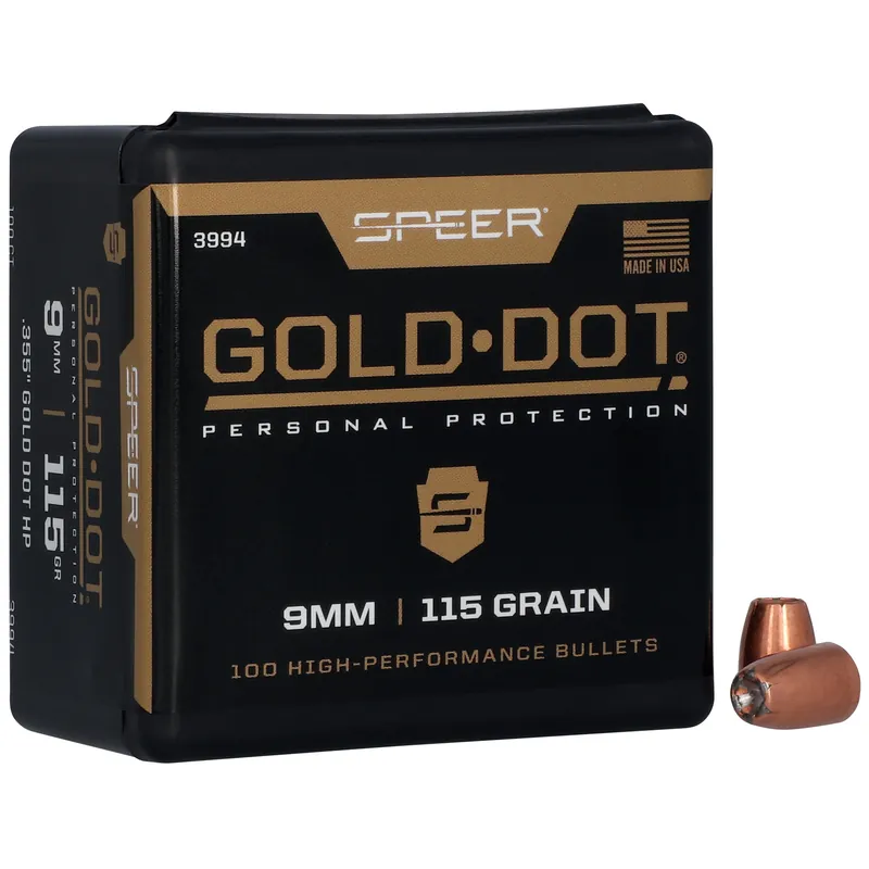 Speer Gold Dot .355 115 Grain Hollow Point, 100 Count