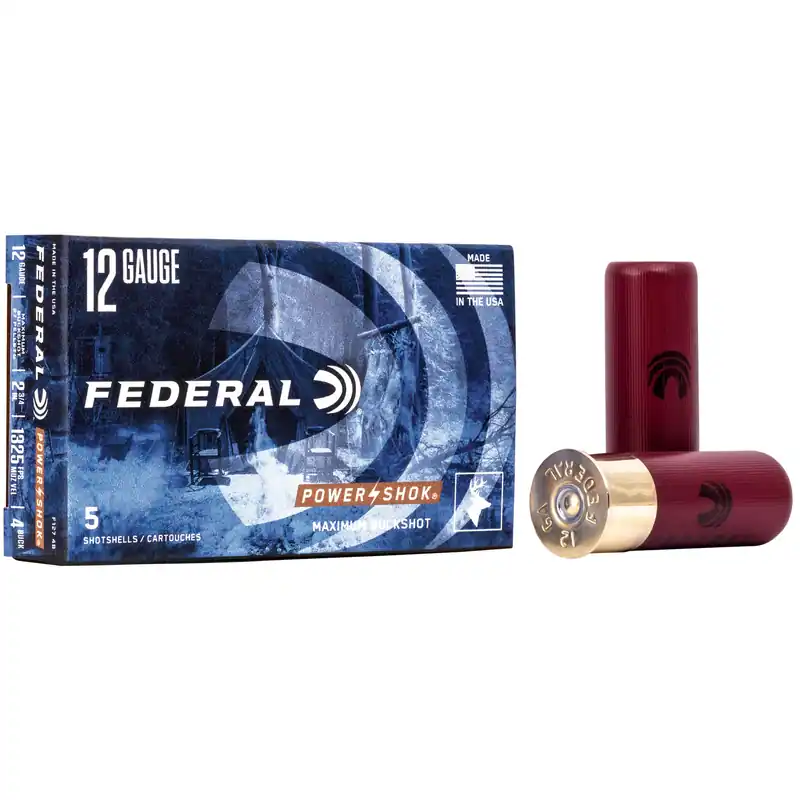 Federal Power-Shok 12 Gauge 2.75" #4 Buckshot 5 Rounds/250 Rounds Case