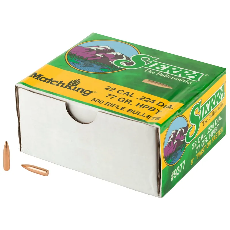 Sierra MatchKing .224 77 Grain Bullets - 500 Count
