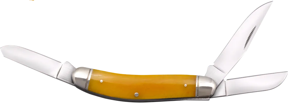 Cold Steel Gentleman's Stockman Folding Knife with Yellow Bone Handle and Polished Bolsters