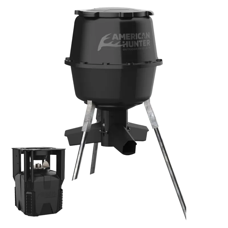 American Hunter AH225XDE XDE-Pro Feeder: 16 Programs, 1-60 Sec Duration, 30 Gal Capacity, Black