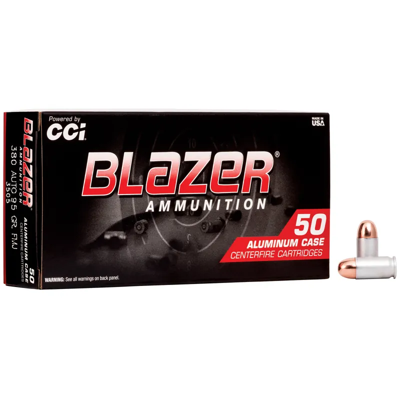 BLAZER 380 ACP 95 Grain FMJ Ammunition - 50 Rounds/1000 Rounds