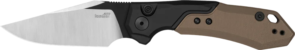 Kershaw Launch 19 Automatic Folding Knife with Black Satin CPM 154 Blade and Black Aluminum/Brown G10 Handle