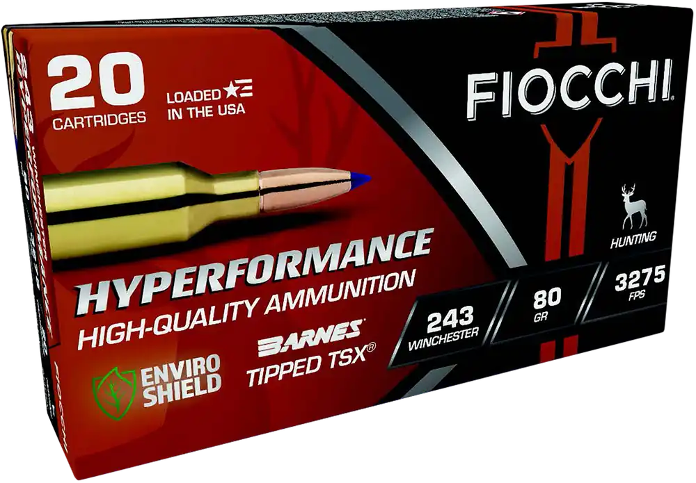 Fiocchi 243TTSX Hyperformance 243Win 80gr Barnes Tipped TSX - 20 Rounds per Box, 10 Boxes per Case