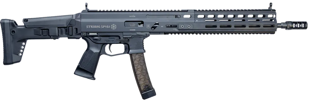 Grand Power Stribog SP9A1 9mm Luger 30+1 Black with Picatinny Rail and Polymer Grip