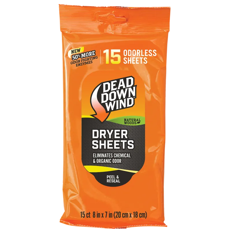Dead Down Wind Natural Woods Scent Dryer Sheets - 15 Pack