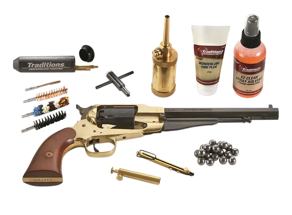 Traditions 1858 Army SAO .44 Caliber Revolver with Brass Frame and Walnut Grip