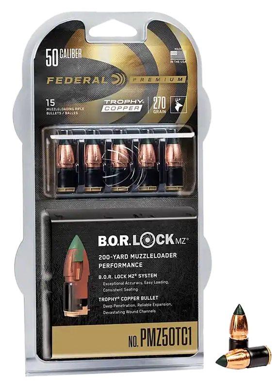 Federal PMZ50TC1 Trophy Copper 50 Caliber 270 Grain 15 Rounds Box