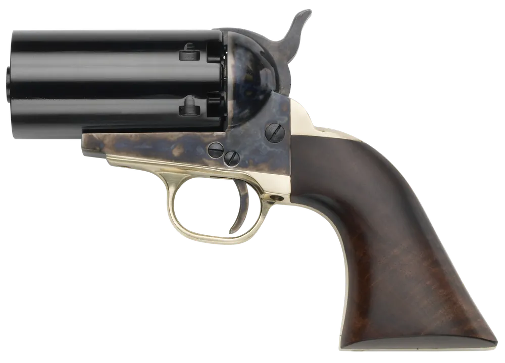 Pietta PF51PEPPER36 1851 Navy Pepperbox .36 Caliber Revolver with Color Case Hardened Frame and Walnut Grip