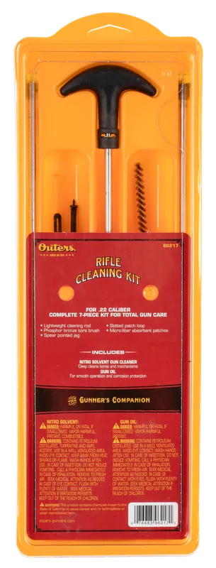 Outers 96217 Aluminum Rod Rifle Cleaning Kit for .22 Caliber Rifles (Clam Pack)