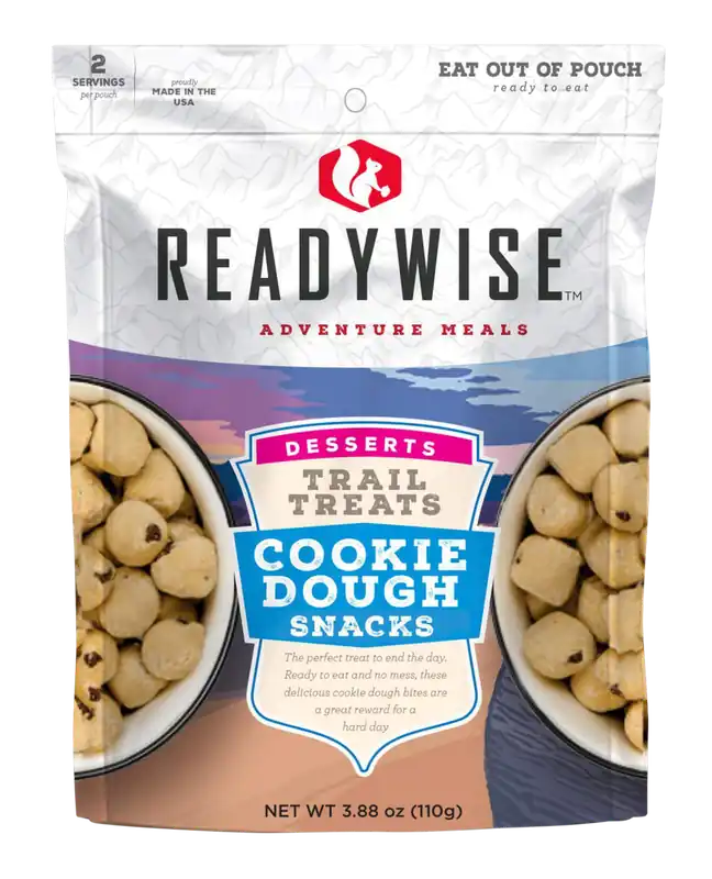 ReadyWise Outdoor Cookie Dough Snacks - 12 Servings, Resealable Pouch, 6-Pack