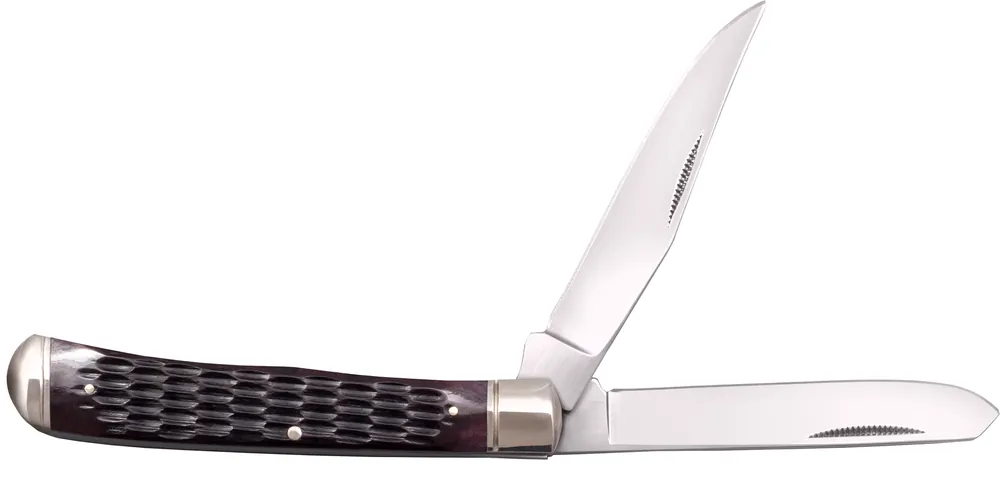 Cold Steel Trapper Folding Knife with Brown Jigged Bone Handle and Polished Bolsters