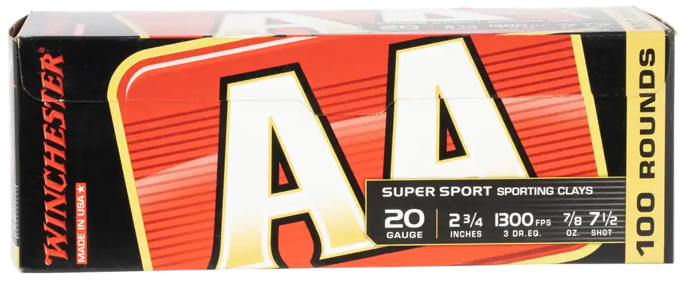 Winchester AA Sporting Clay 20 Gauge 7/8oz 7.5 Shot Value Pack 100 Rounds