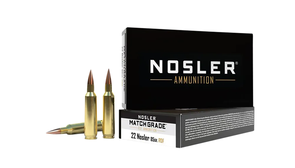Nosler 60162 Match Grade RDF 22 Nosler 85gr HPBT Ammo - 20 Rounds/Box, 10 Boxes/Case