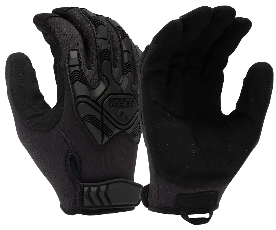 Pyramex VGTG40BX2 Heavy-Duty XXL Black Synthetic Leather Impact Operator Gloves with Hook & Loop
