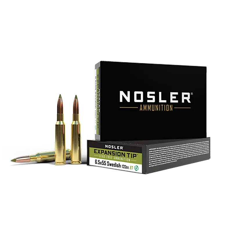 Nosler 6.5x55 Swedish 120gr Expansion Tip Ammunition - 20 Rounds per Box