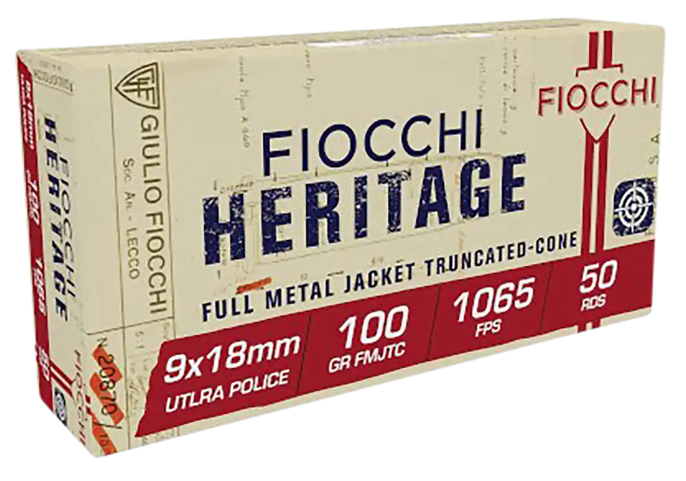 Fiocchi 9x18mm Ultra 100gr FMJ Truncated Cone Ammo - 50 Rounds/Box, 20 Boxes/Case
