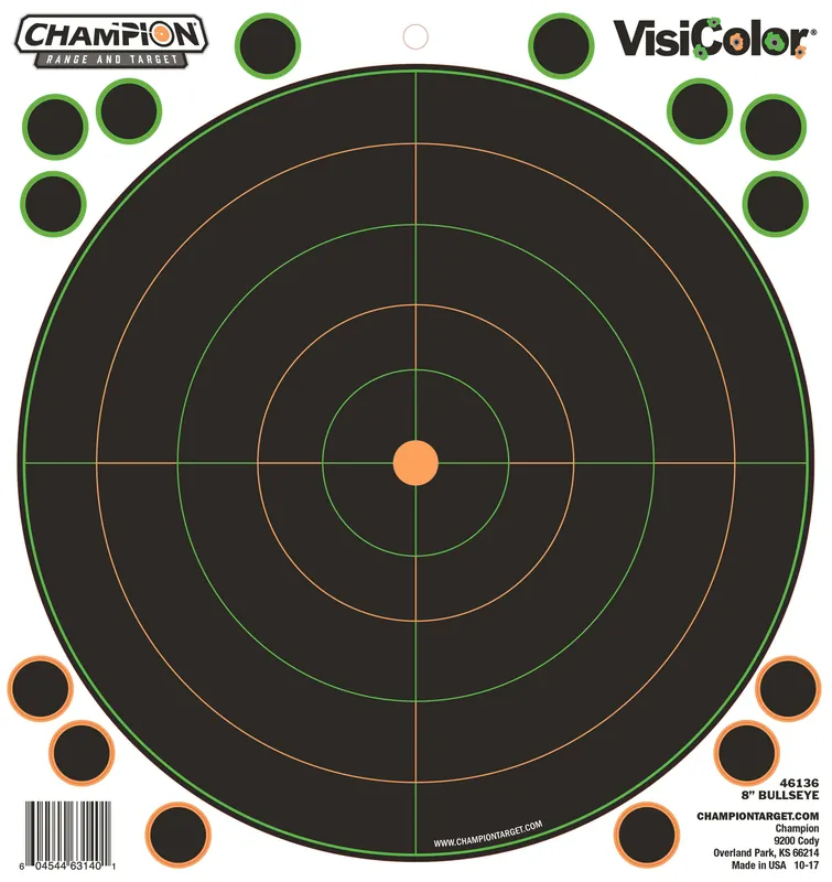Champion Targets VisiColor Self-Adhesive Bullseye 5-Pack 8" Black/White