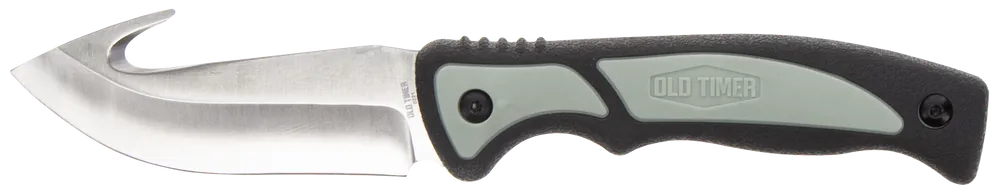Old Timer Trail Boss Gut Hook Knife with Sheath - 3.70" Stainless Steel Blade, TPE Handle