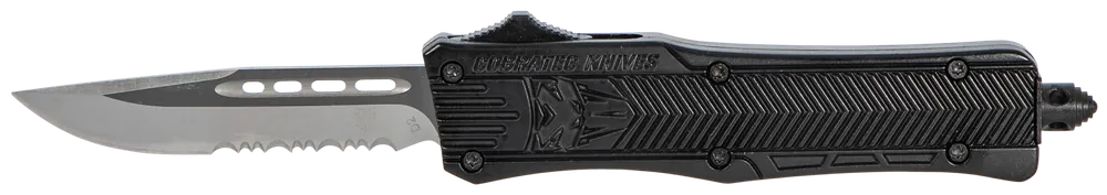 CobraTec Knives CTK-1 Small OTF Knife with D2 Steel Blade and Black Aluminum Handle