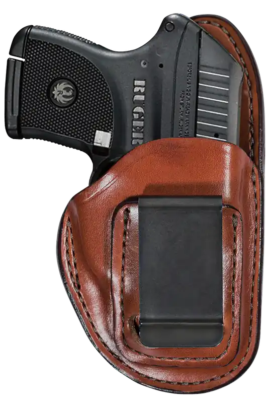 Bianchi 19230 IWB Leather Holster for Colt Officer/CZ 75/S&W M&P Shield EZ - Right Hand, Size 10, Tan Belt Clip