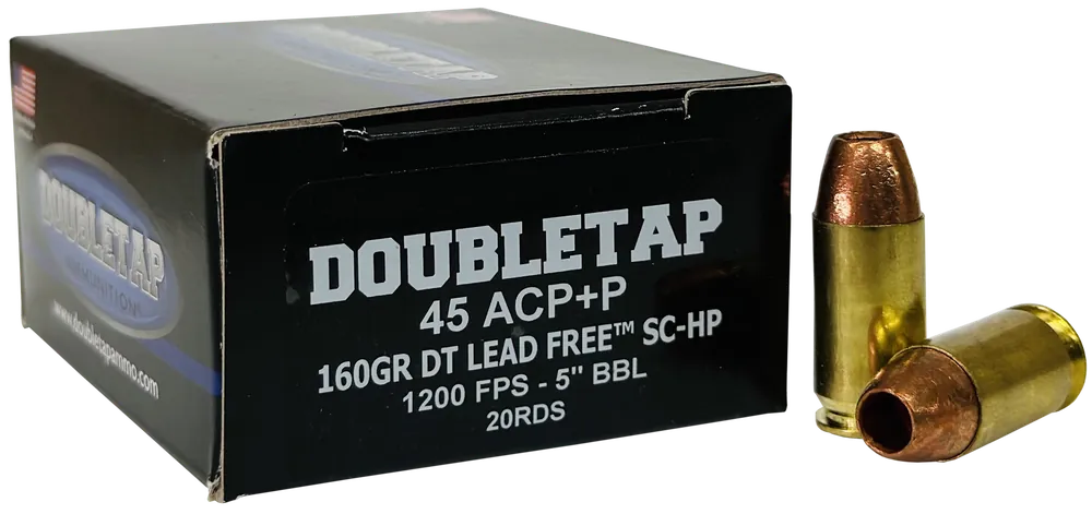 DoubleTap 45ACP 160gr Lead-Free HP Ammo - 20/Box, 50/Case